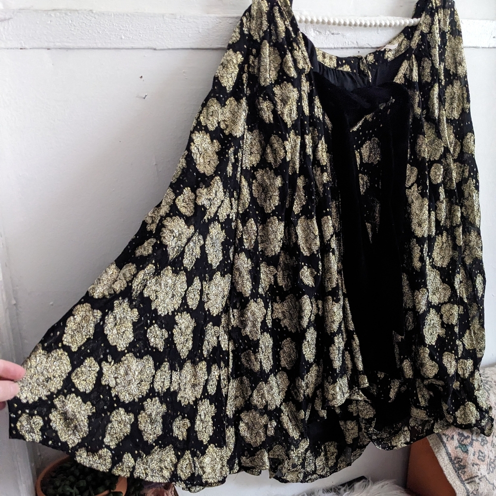 Free People Batwing Metallic Oversized Romper Dress Witchy Boho Goth Glam - Picture 5 of 9